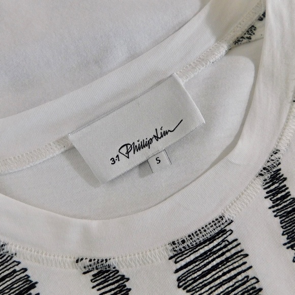 3. 1 PHILLIP LIM Scribble Stitch Embroidered Tank White Black Sleeveless Small - Picture 12 of 16